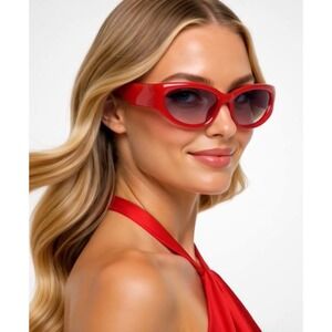 Women Sunglasses Red Frame Fashion Designer Running Wrap‎ Around Square Sporty